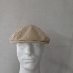 Wonderful Fashion Flat Cap Mens S/M Tan 100% Linen Paisley Lined IV1016 Newsboy